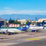 Aeromexico planes line up at Mexico City International Airport (AICM)