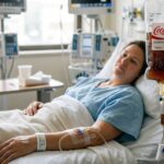 A woman with an IV of coca cola