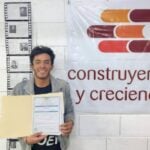 Construction worker with educational materials