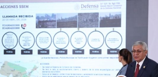 México state Security Minister Cristóbal Castañeda said the gunman took his own life after he was shot in the leg by members of the National Guard, which prevented a larger death toll. 