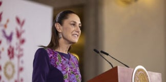 President Sheinbaum at her April 16 morning press conference