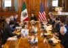 Sheinbaum chaired a meeting at the National Palace attended by Greer, U.S. Ambassador to Mexico Ron Johnson, Mexican Economy Minister Marcelo Ebrard, Finance Minister Édgar Amador Zamora and other officials.