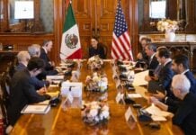 Sheinbaum chaired a meeting at the National Palace attended by Greer, U.S. Ambassador to Mexico Ron Johnson, Mexican Economy Minister Marcelo Ebrard, Finance Minister Édgar Amador Zamora and other officials.