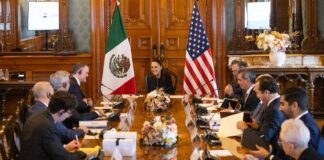 Sheinbaum chaired a meeting at the National Palace attended by Greer, U.S. Ambassador to Mexico Ron Johnson, Mexican Economy Minister Marcelo Ebrard, Finance Minister Édgar Amador Zamora and other officials.