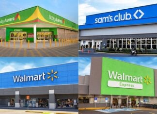 Store fronts owned by Walmart in Mexico