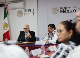 United Nations High Commissioner for Human Rights Volker Türk at a meeting with Mexico's National Institute of Indigenous Peoples