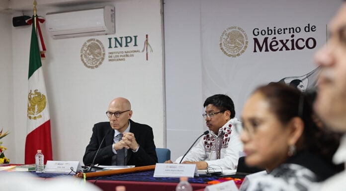 United Nations High Commissioner for Human Rights Volker Türk at a meeting with Mexico's National Institute of Indigenous Peoples