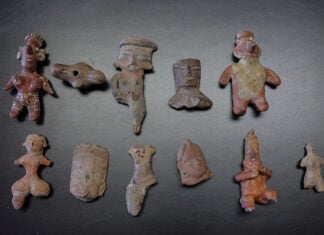 A handful of Mexican pre-Columbian archaeological relics
