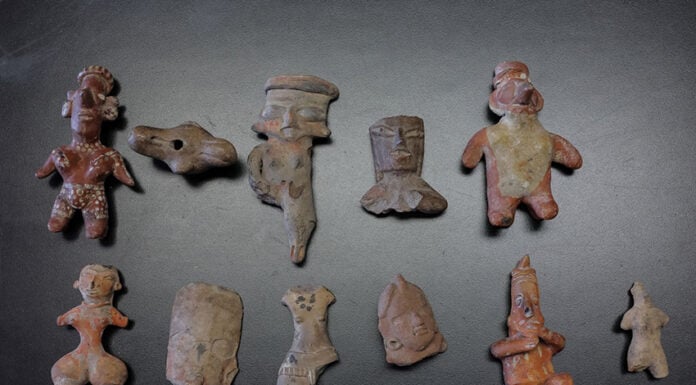 A handful of Mexican pre-Columbian archaeological relics