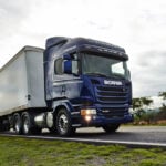A Scania cargo tractor trailer