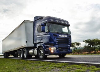 A Scania cargo tractor trailer