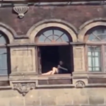 someone tanning from Mexico's National Palace