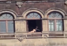 someone tanning from Mexico's National Palace