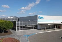Flex logo on building