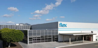 Flex logo on building