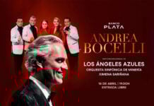 Poster for a free Zócalo concert in Mexico by Andrea Bocielli and Los Ángeles Azules
