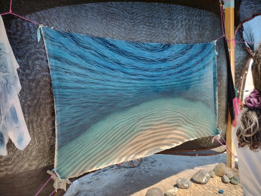 Whale sound translation painting in progress