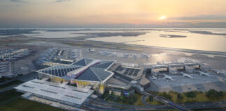 A rendering shows the planned New Terminal One at New York's John F. Kennedy International Airport.