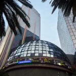The shiny dome of the Mexican Stock Exchange (BMV) on Paseo de la Reforma in Mexico City.