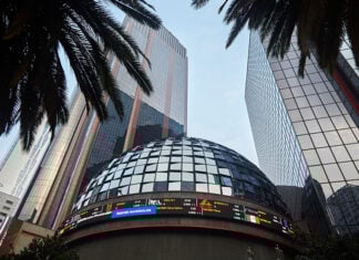 The shiny dome of the Mexican Stock Exchange (BMV) on Paseo de la Reforma in Mexico City.