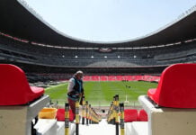 The interior of Banorte Stadium, aka Azteca Stadium, now Mexico City Stadium for the duration of the 2026 World Cup