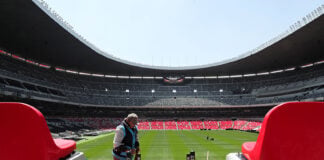 The interior of Banorte Stadium, aka Azteca Stadium, now Mexico City Stadium for the duration of the 2026 World Cup