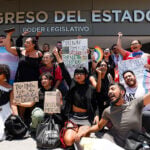 Activists with signs, trans flags and rainbows celebrate the passage of Querétaro's Gender Identity Law in late April.