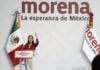 Ariadna Montiel during her first speech as president of Morena