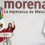 Ariadna Montiel during her first speech as president of Morena