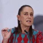 Claudia Sheinbaum making a critical face