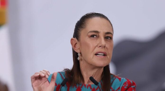 Claudia Sheinbaum making a critical face