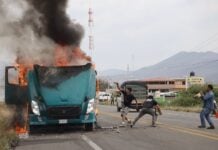 protesters in Mitla, Oaxaca