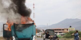 protesters in Mitla, Oaxaca