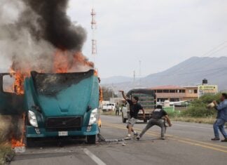 protesters in Mitla, Oaxaca