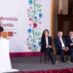Sheinbaum at the podium May 18, 2026