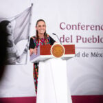 Sheinbaum at the podium on May 20, 2026