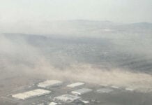 A dust storm at the Querétaro airport