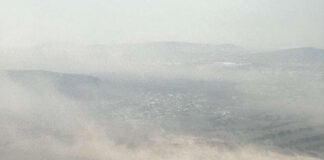 A dust storm at the Querétaro airport