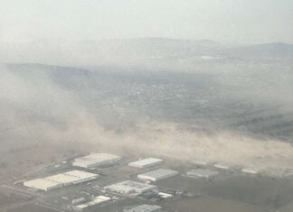 A dust storm at the Querétaro airport