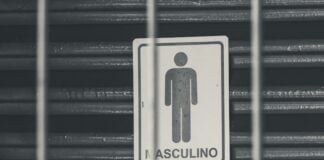 A men's public bathroom sign