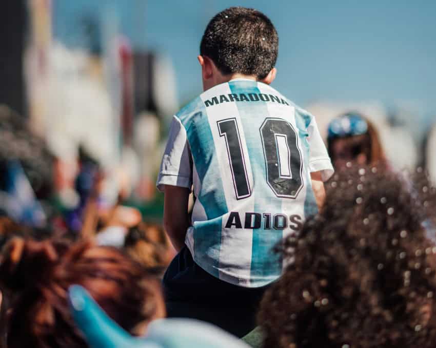 Young Argentina fan before a World Cup game