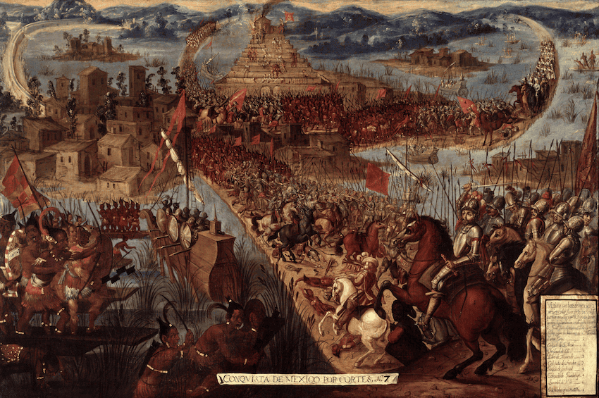The Spanish attackingTenochtitlán.