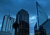 Reforma Avenue with a rainstorm overhead