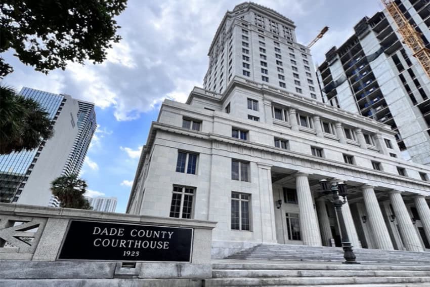 A frontal view of the Miami-Dade County Courthouse