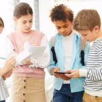 Students with cell phone