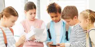 Students with cell phone