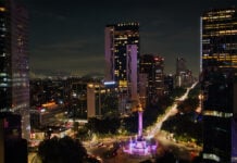 A view of downtown Mexico City at night
