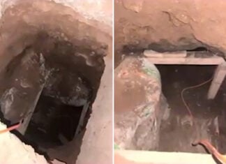 Police photos of two fuel theft tunnels in Pachuca