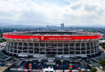 An aerial view of Azteca Stadium, re-labelled Mexico City Stadium ahead of the 2026 FIFA World Cup