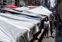The CNTE’s current encampment along 20 de Noviembre Street